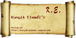 Kunyik Elemér névjegykártya